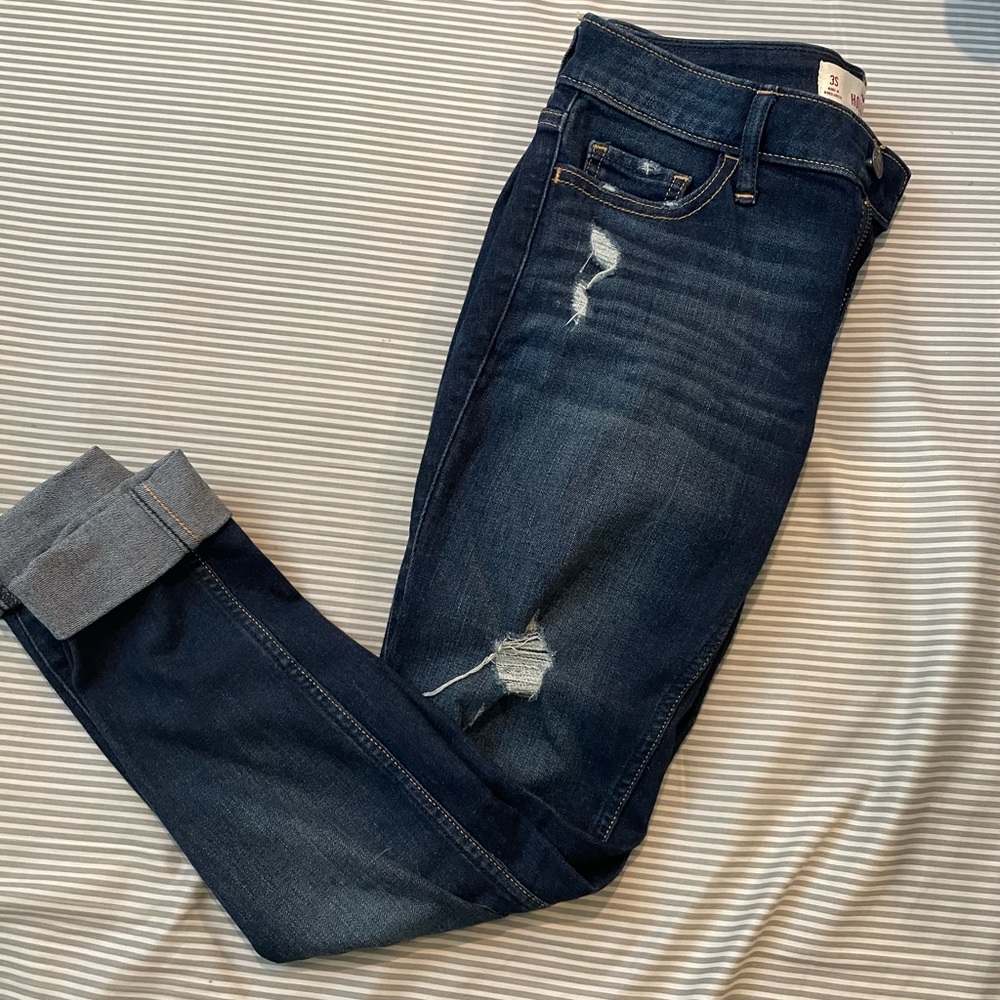 Hollister skinny low rise distressed jeans